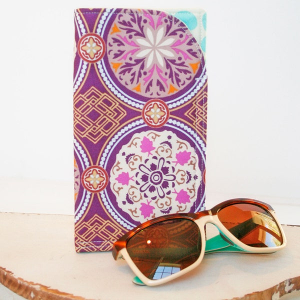 Purple Medallion, Sunglass Case|Glass Sleeve|Monogrammed Cases for Over sized glasses|Funky Sunglass case|Polka Dots|Sunglass sleeves