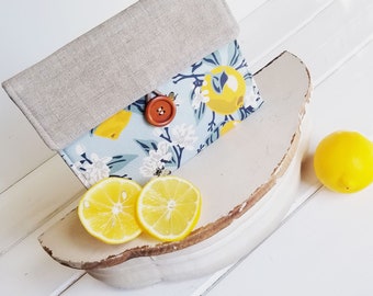 Linen Kindle Case, Bumble Bee Kindle Paperwhite Sleeve, Kindle oasis case Nook Sleeve cover in Beautiful Natural Linen, lemons and Bee