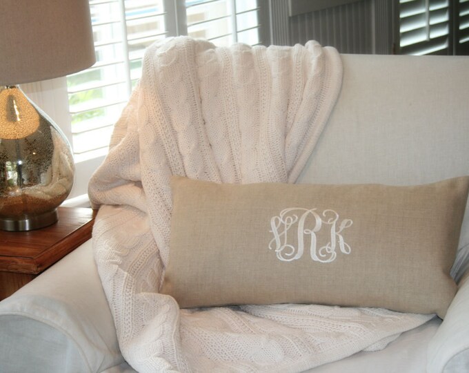 Monogram Pillow Cover, Wedding Gift, Nursery Decor, Monogram Linen