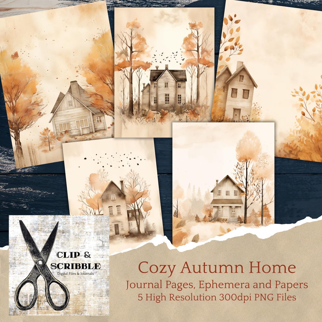 Vintage Fall, Autumn Vintage Cottage Junk Journal Paper, Printable ...
