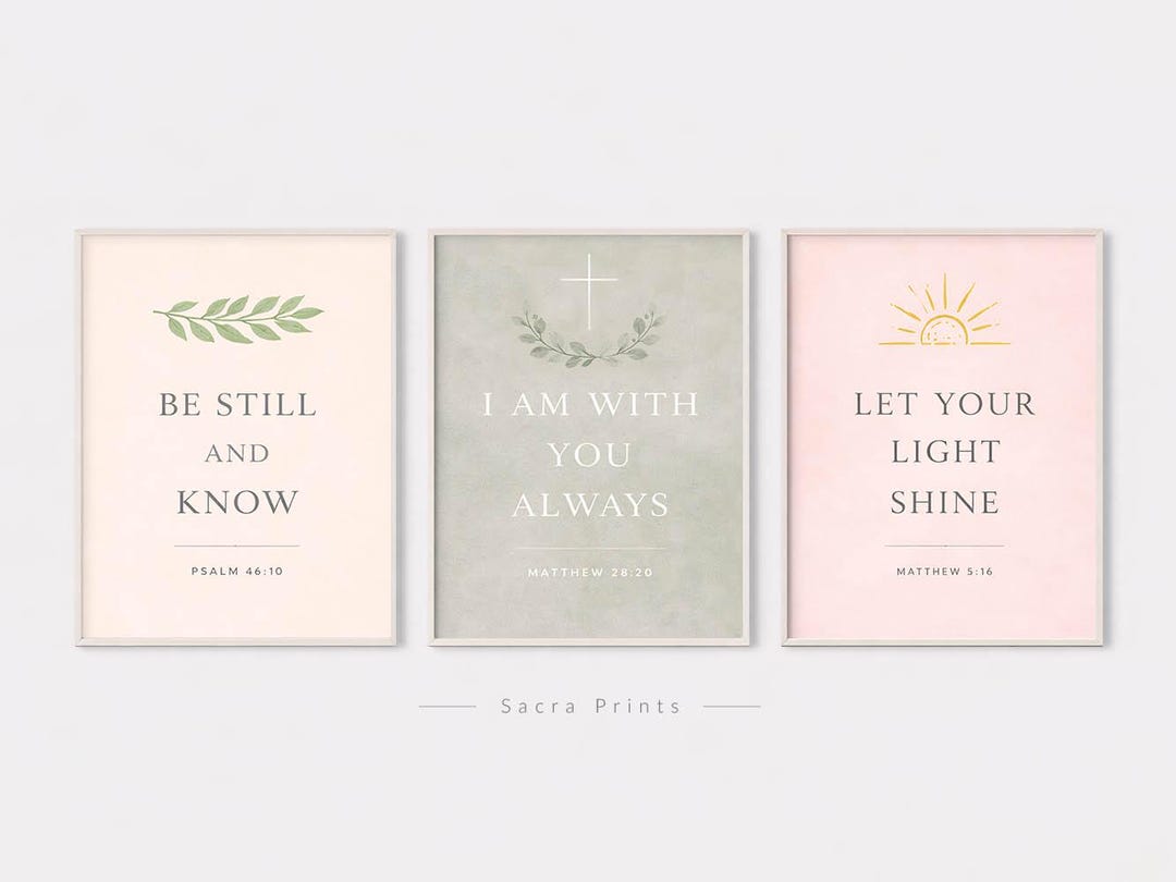 Christian Wall Art Set - Bible Verses Prints - Scripture Posters ...