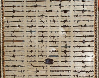 Large Antique Barbed Wire Display 100 cut's of Authetic 1800's Barbed Wire