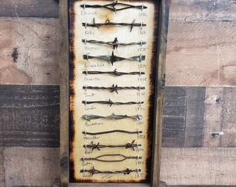 Antique Barbed Wire Display Authentic Barbwire Collection Barn wood Framed