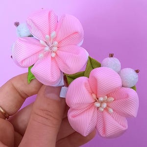Japanese Cherry Blossom Kanzashi Hair Clips Kawaii Pink Sakura Hair Clips Cute Hairclip Hair Accessories For Women Girls Flower Gift For Her