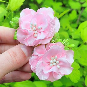 Japanese Cherry Blossom Kanzashi Hair Clips Kawaii Pink Sakura Hair Clips Cute Hairclip Hair Accessories For Women Girls Flower Gift For Her