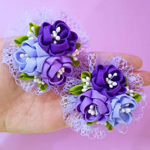 Flower Hair Clip Purple Reps Kanzashi Flowers Barrette Kanzashi Floral Hair Piece Cute Hairclip Hair Accessories For Girls Kids Gift For Her