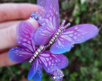 Chiffon Butterfly Hair Clip: Hair Accessory on Alligator Clip for Girls / Women, 6 Color Options