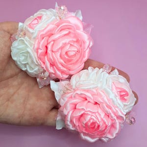 Satin Pink And Ivory Rose Hair Clip Flower Hair Clip Floral Hair Piece Bridesmaid Hair Clip Hair Accessories For Girl Women Kid Gift For Her