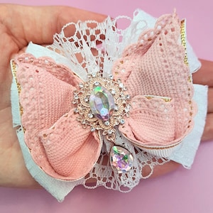 Pink And White Butterfly Hair Bows Corduroy Butterflies Hair Clip Lace Bows Kawaii Hair Accessories For Girls Women Kid Gifts Cute Hairclips