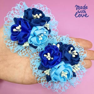 Flower Hair Clip Blue Reps Kanzashi Flowers Barrette Kanzashi Floral Hair Piece Cute Hairclip Hair Accessories For Girls Kids Gifts For Her