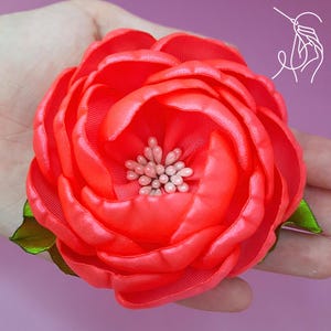 Satin Ribbon Flower Peony Kanzashi Flowers Hair Tie Bridesmaid Hair Accessories Gifts For Her Headband For Girl Kids Women Birthday Gift