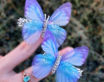 Chiffon Butterfly Hair Clip: Hair Accessories on Alligator Clip for Women / Girls, 7 Color Options
