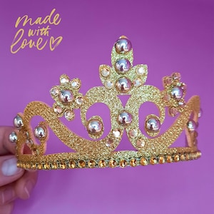 Princess Crown Gold Tiara Royal Crown Baby Crown Handmade Pink Crown Hair Accessory For Girl Child Kids Birthday Gift Diadem Gifts For Her