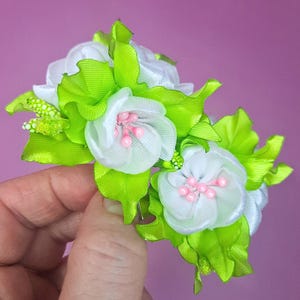 Japanese Cherry Blossom Kanzashi Hair Clips Kawaii White Sakura Hair Clips Cute Hairclip Hair Accessories For Women Girl Flower Gift For Her
