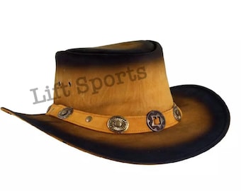 Hand Made Men's Cowboy Hat Western Original Cow Hide Leather