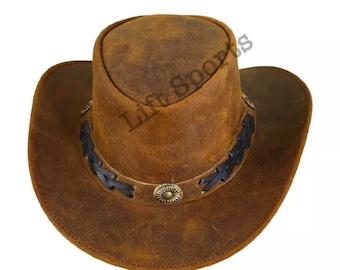 Hand Made Men's Stylish Cowboy Hat Western Original Cow Hide Leather