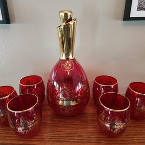 Red Murano Decanter - Etsy
