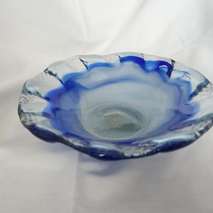 Hand-Blown Glass Bowl, hand blown, 8 inches diameter