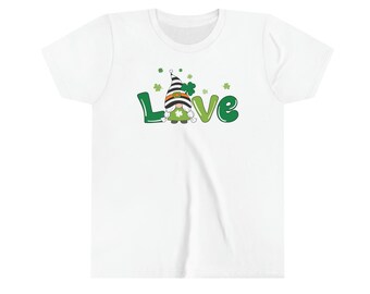 St. Patrick's Day Gnome Love Tshirt - Youth Short Sleeve Tee
