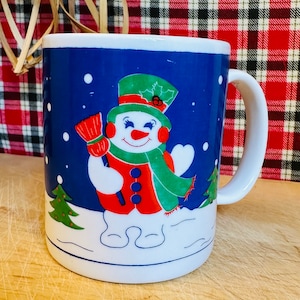 Vintage Snowman with a Green Top Hat Mug