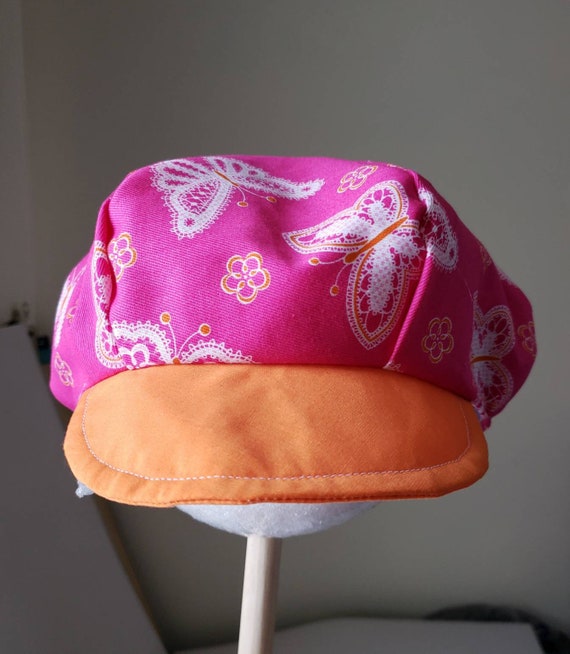 Reversible Cotton Cap With Butterflies in Pink and Purple - Etsy display picture 2