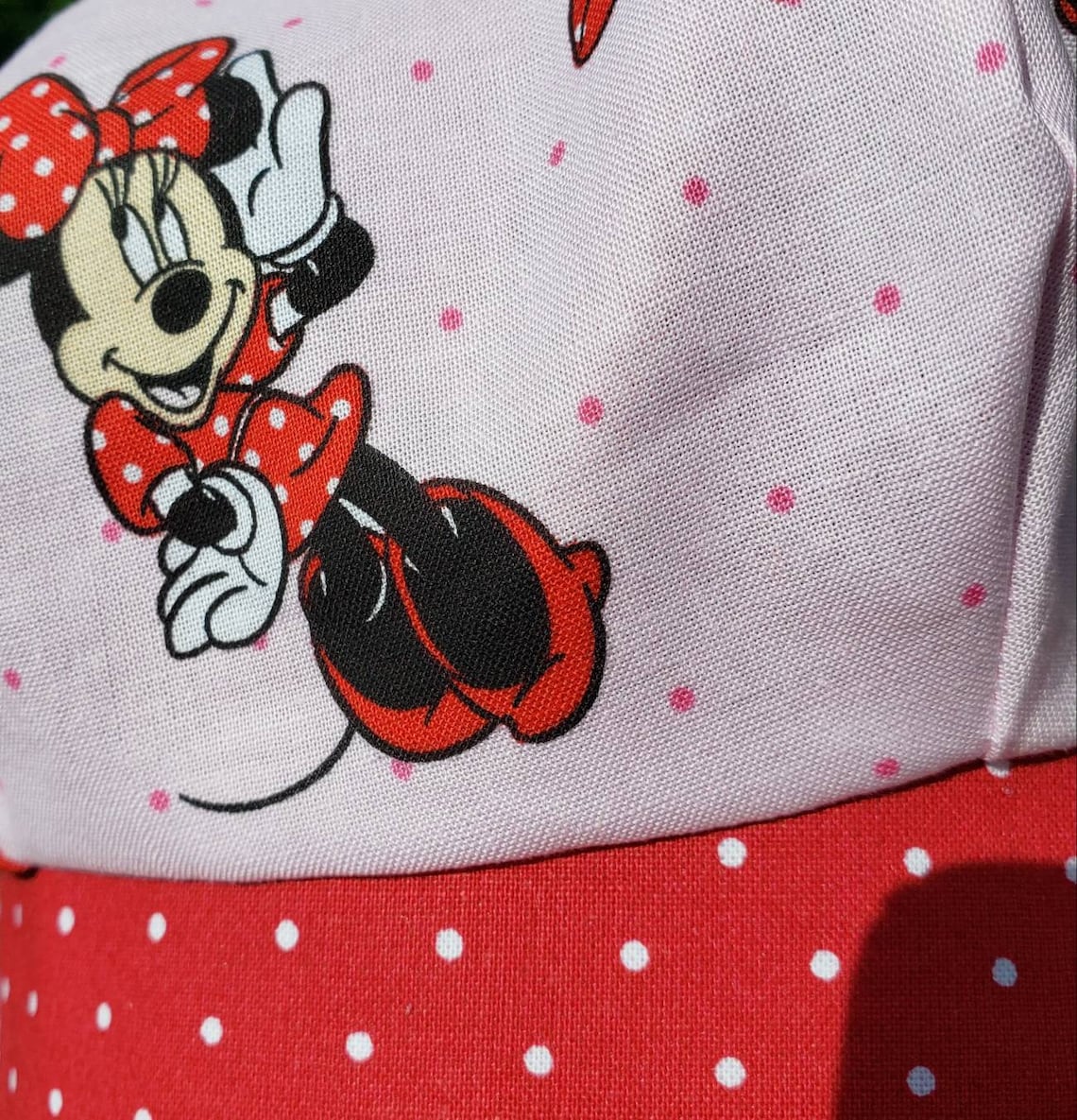 Minnie Mouse Pink and Red With White Polka Dot Reversible Newsboy Cap ...