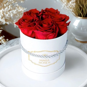 Best Personalized Gift, 5 Preserved Real Roses [Remain Fresh For Years] in Custom Label Box, Best Thank You Gifts, Table Centerpiece