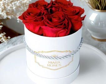 Best Personalized Gift, 5 Preserved Real Roses [Remain Fresh For Years] in Custom Label Box, Best Thank You Gifts, Table Centerpiece