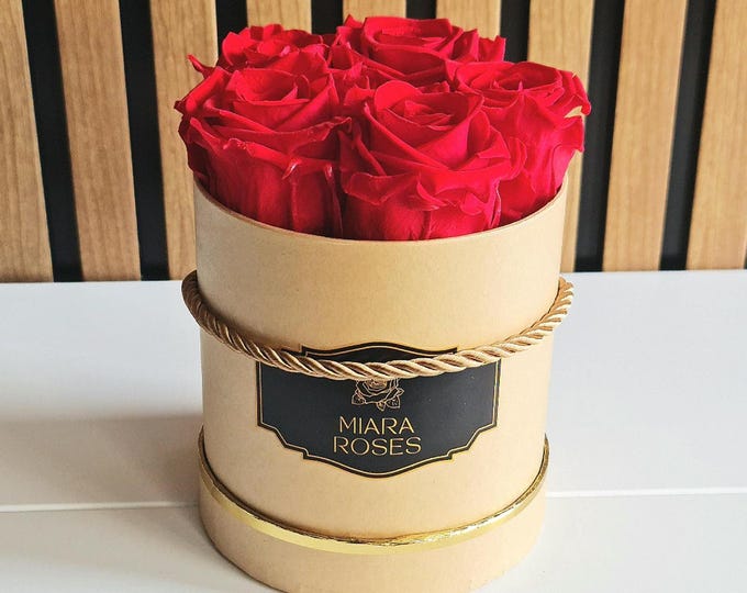Roses You’ll Wish You Had Found Sooner - 5 Preserved Real Roses in Beige Box – Luxury Gift for Her, Home Decor, Elegant Floral Arrangement