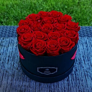Large Rose Box with 18 Real Preserved Roses – That Last for Years, Romantic Gift for Her, Anniversary or Birthday Surprise