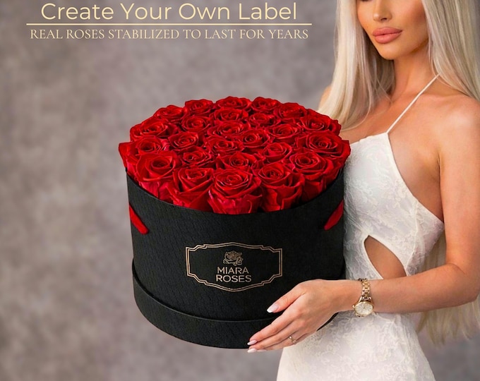 Forever Roses, 25 Preserved Real Red Premium Roses in Flower Box, Remain Fresh For Years, Unique Floral Gift, Luxury Gift, Gift for Her