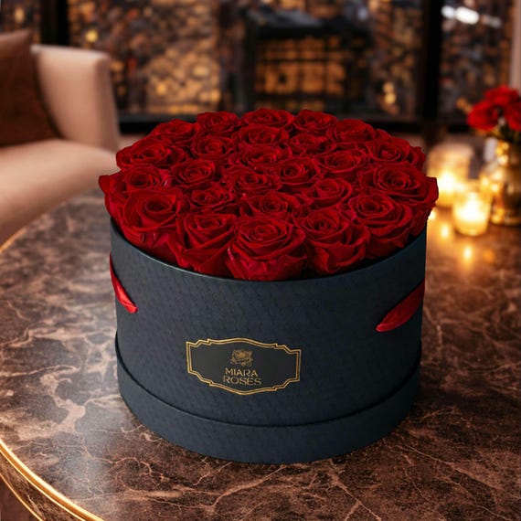 Impress Her with Personalized Etrenal Black Rose Box Gift — Love Statement with 25 Roses, Timeless Reminder of Importance and Presence
