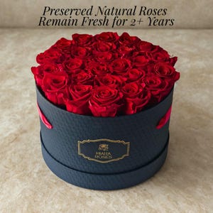 Romantic Preserved Roses Box – Real Ecuadorian Roses Last 2+ Years | Personalized Luxury Rose Arrangement Gift for Her
