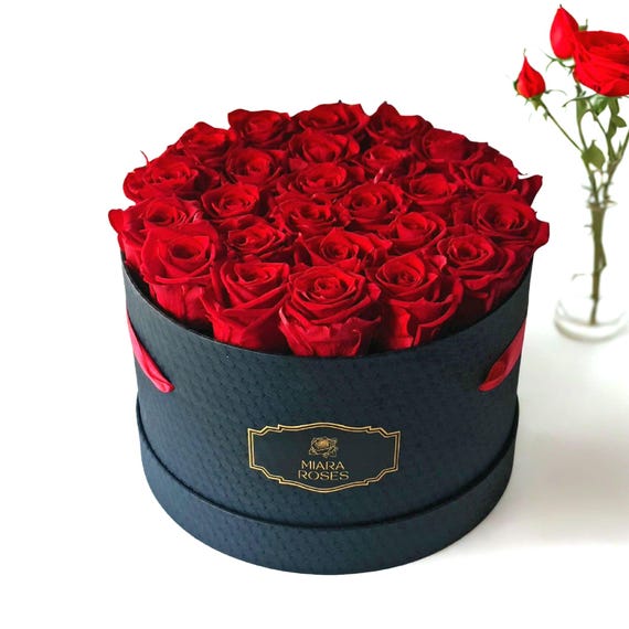 Luxury Gift Box with 25 Long-Lasting Roses (Lifespan 2+ Years) – Real Preserved Roses, Anniversary Gift, 40th Birthday Gift, Couple Gifts