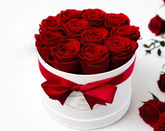 Create Unique Rose Box Gift — Timeless, Meaningful, Always Present as Centerpiece  — 11 Preserved Roses in Flower Box, gifts-for-women