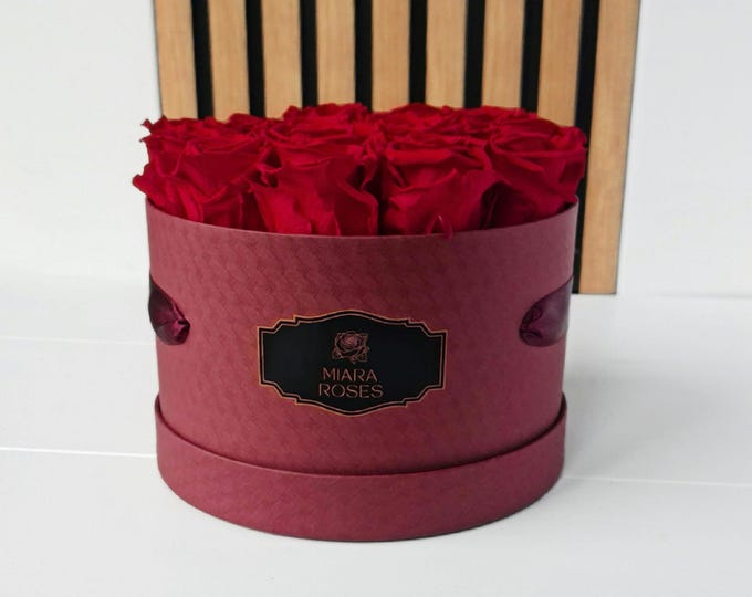 Custom Label Rose Box with 15 Natural Roses Stabilized to Remain Fresh 2+ Years, Perfect Gift for Anniversaries, Birthdays or Special Moment