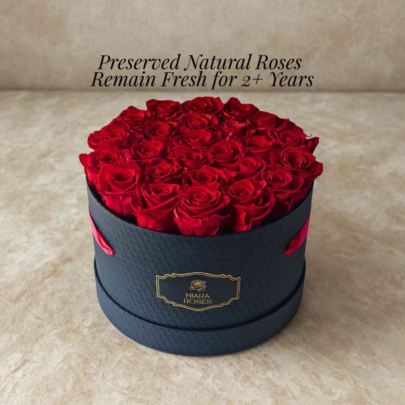 Eternal Rose Display Box – Naturally Grown Roses Stay Beautiful 2+ Years | Personalized Birthday Luxury Gift For Her, Anniversary or Wedding