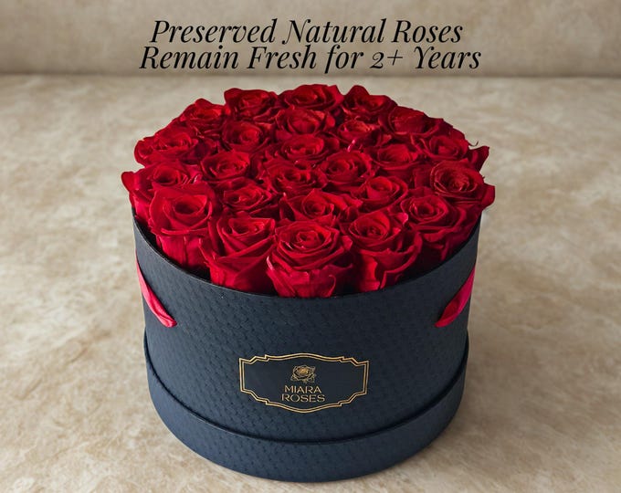 Lasting Rose Display Box – Naturally Grown Roses Stay Beautiful 2+ Years | Personalized Birthday Luxury Gift For Her, Anniversary or Wedding