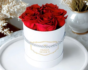Perfect Gift, 5 Preserved Roses with Personalized Box, Memorable Gift, Top Gift 2025, Unique Home Decors, Ideal Thank You Gift