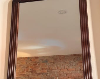 Vintage Maple Wall Mirror with Scalloped and Ribbed Details in a Cherry Finish