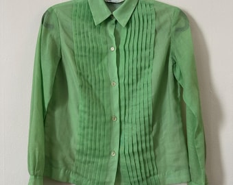 Blusa esmoquin plisada verde Brat vintage talla S