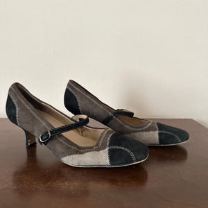 Vintage 00’s Black & Gray Suede Karen Scott Mary Jane Kitten Heels