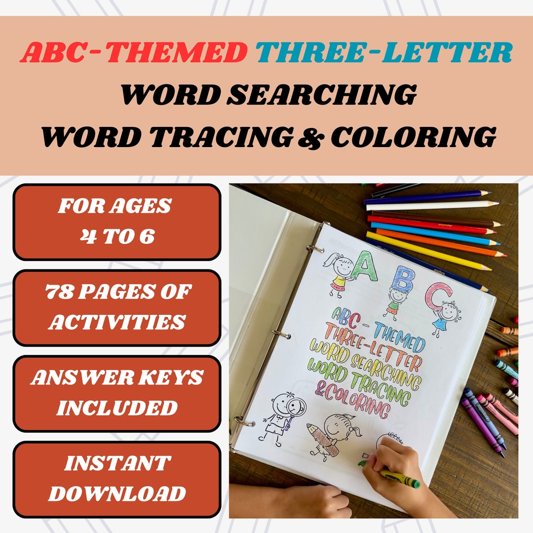 Abc-themed Kid Word Search Puzzles Three-letter Word Search Word ...