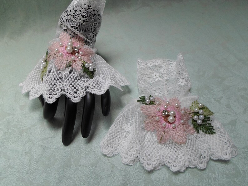 New Year New Deal 25/% OFF CUFF White lace Adornments Wrist Cuff ONE of a Kind