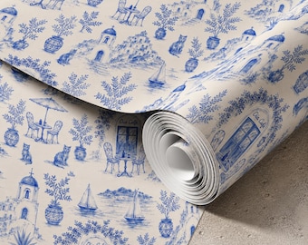Santorini Toile Wrapping Paper