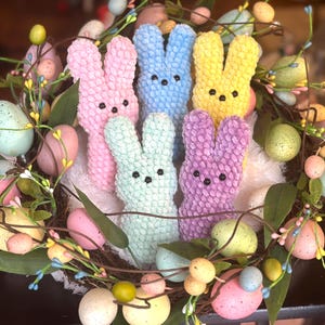 NEW!! Easter bunny peep, crochet peep, Easter gift, crochet amigurumi gift, peep bunnies, handmade gift, Easter basket stuffers.
