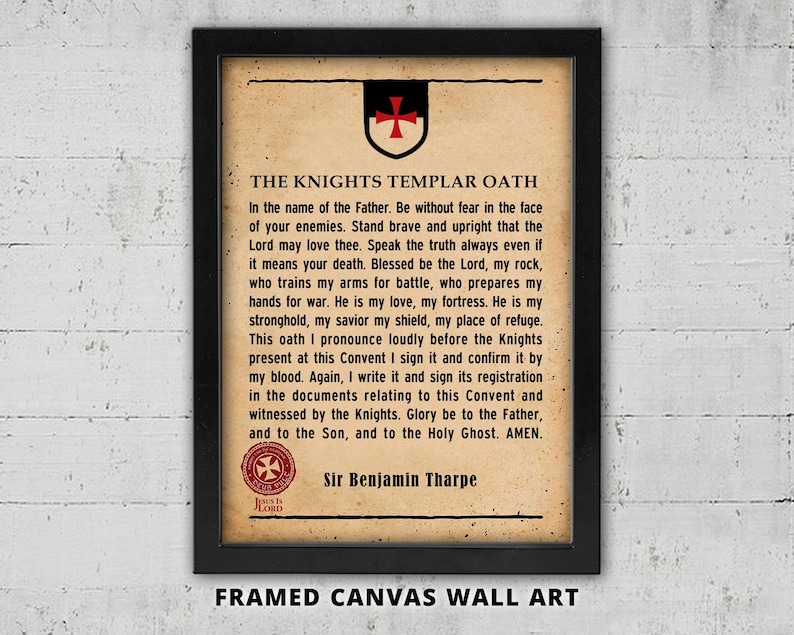 Knights Templar Oath Framed Canvas Sign: Warrior Art Gift - Etsy