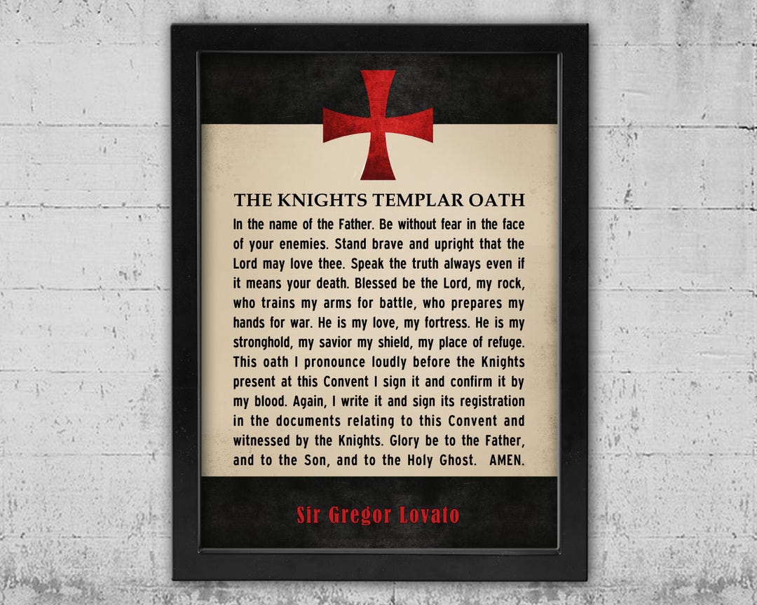 Knights Templar Oath Framed Canvas Sign: Warrior Art Gift - Etsy