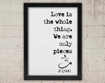 Rumi Quote Framed Canvas: Love is the Whole Thing, Inspirational Art (12x16 inch)