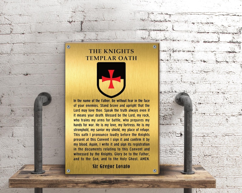 Knights Templar Oath Metal Plaque: Personalized Warrior Art - Etsy